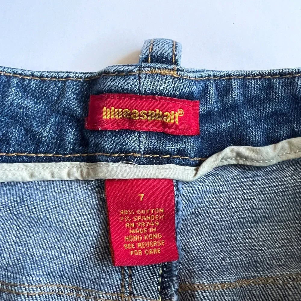 Y2K/90s Vintage Blue Asphalt Denim Mini Skirt